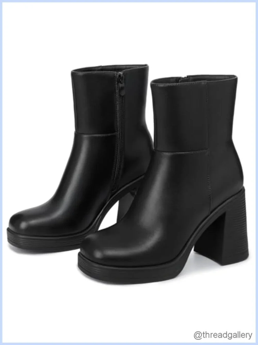 Women's Platform Ankle Boots Chunky Block Heel Square Toe Fashion Booties Side